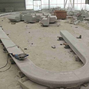 随州 芝麻白花岗岩弧形花坛石，坐凳石