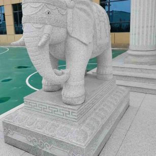 随州 白麻花岗岩动物异形石雕-大象