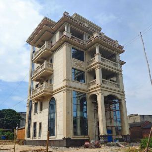 随州 黄金麻花岗岩石材别墅外墙干挂搭配（雕花栏杆花瓶柱门楼罗马柱）