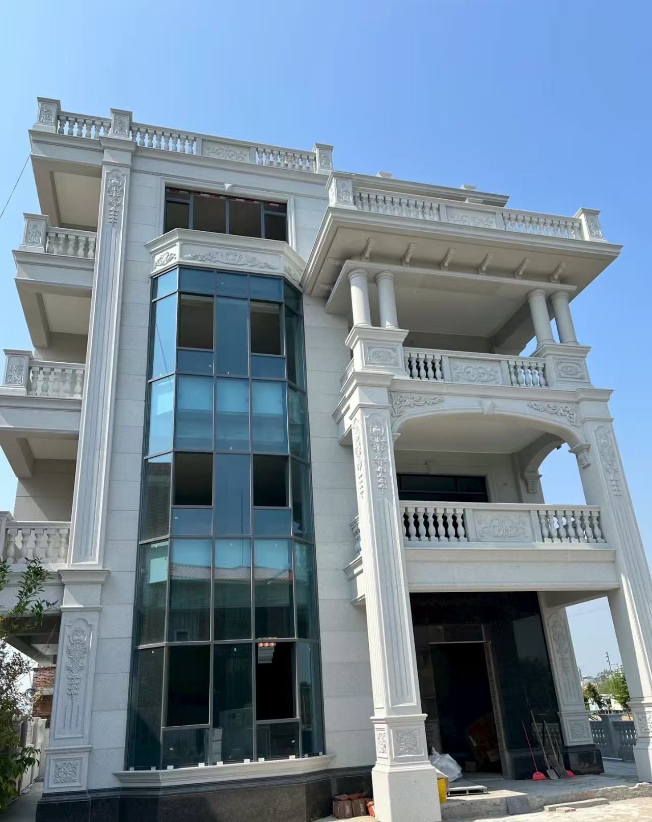 随州 白麻花岗岩别墅外墙干挂效果展示