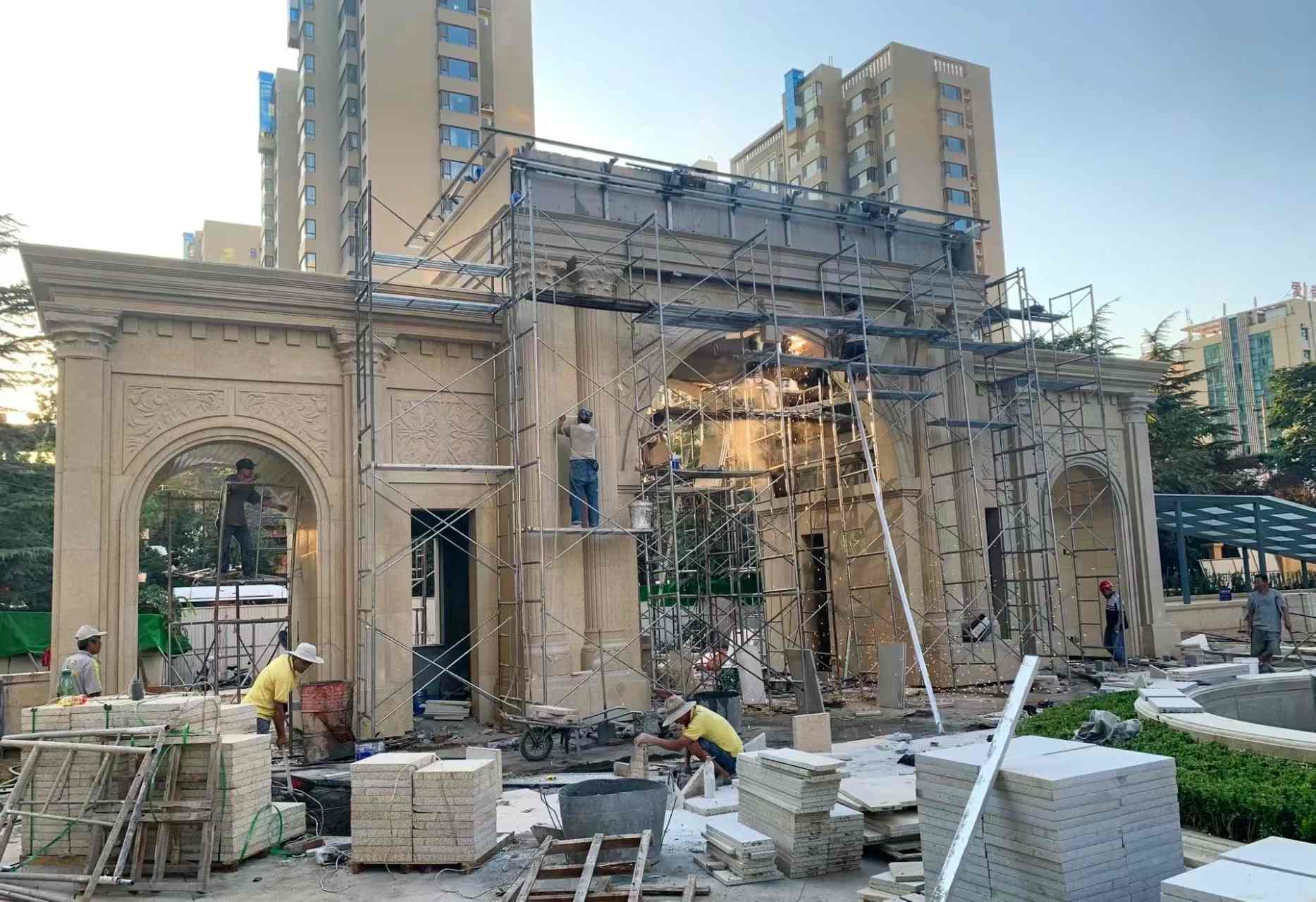 随州 黄金麻荔枝面花岗岩小区门楼外墙干挂