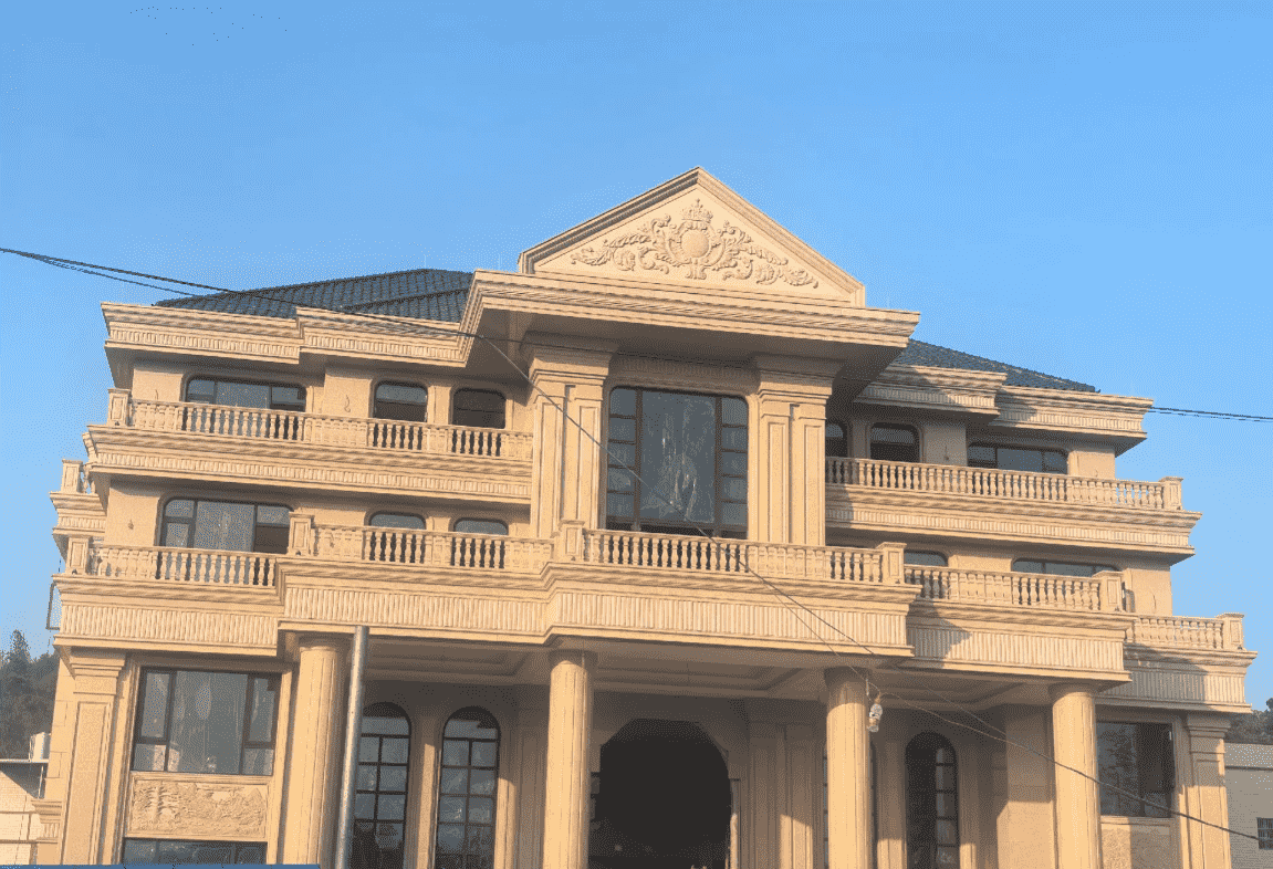 随州黄金麻别墅外墙干挂石材效果示例